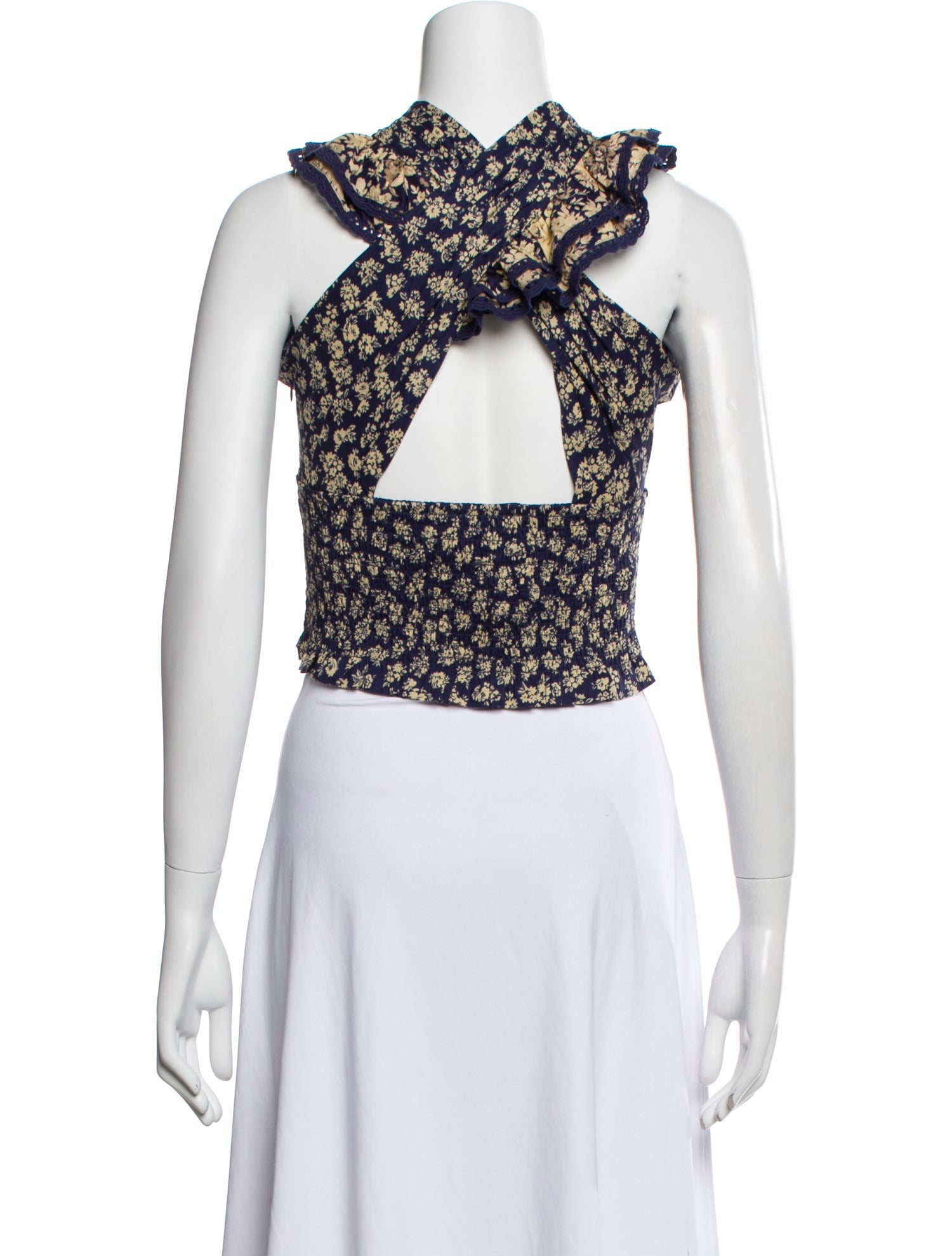 Sézane Floral Print Mock Neck Crop Top w/ Tags